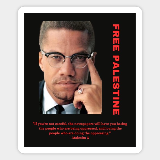 Free Palestine Malcolm X Magnet by QuirkyQuest Creations